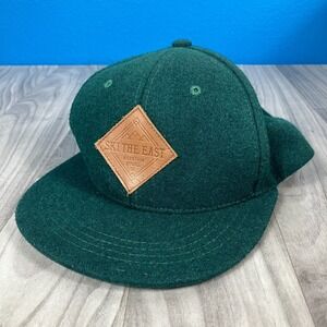 Ski The East Mountain Apparel Cap‎ Mens Green Leather Patch Snapback Hat Wool